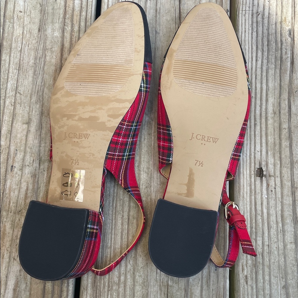 LIKE NEW: J.Crew Tartan Low-Heel Slingback Shoes Size 7.5 - Picture 11 of 13
